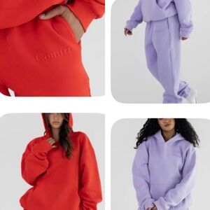 Red Comfrt set and pastel purple set